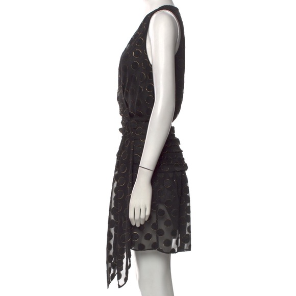 Ramy Brook Black Desiree V-neck Metallic Polka Dot Applique Dress - Picture 8 of 10